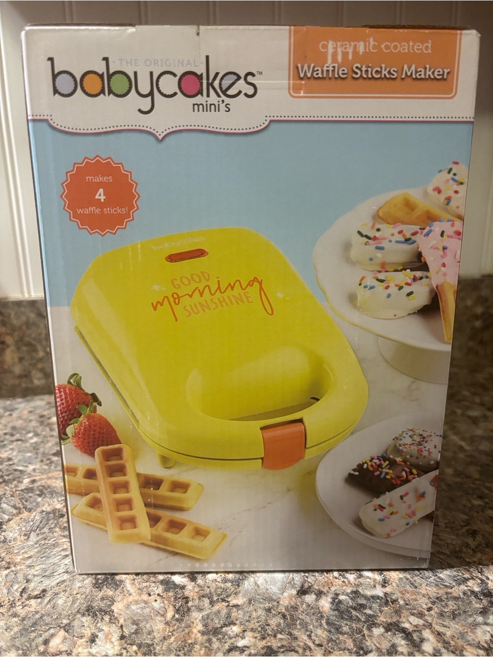 Babycakes Mini Waffle Sticks Maker in Bright Yellow New in box